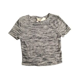URBAN RENEWAL Ribbed Knit Cropped T Shirt Grey Black‎ Marled Size M